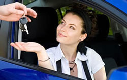 Handing car keys to customer