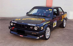 Pierz Harrex driving Black BMW E30 Track Car