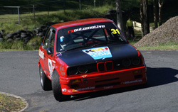Pierz Harrex driving Red BMW E30 Track Car